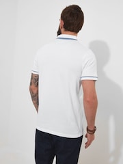 Joe Browns White Smart Floral Trim Short Sleeve 100% Cotton Polo Shirt - Image 2 of 5