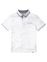 Joe Browns White Smart Floral Trim Short Sleeve 100% Cotton Polo Shirt - Image 5 of 5