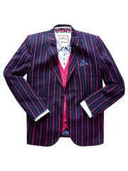 Joe Browns Maroon Statement Striped Regular Fit Suit Jacket Blazer with Contrast Lining - Image 5 of 5