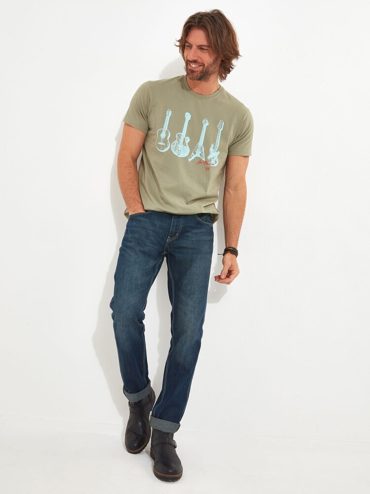 Joe Browns Green 100% Cotton Tonal Guitar Graphic Short Sleeve Crew Neck T-Shirt - Image 2 of 5 Joe Browns Green 100% Cotton Tonal Guitar Graphic Short Sleeve Crew Neck T-Shirt - Image 2 of 5