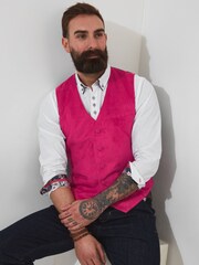 Joe Browns Pink Regular Fit Faux Suede Waistcoat with Contrast Lining - Image 1 of 5