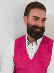Joe Browns Pink Regular Fit Faux Suede Waistcoat with Contrast Lining - Image 4 of 5