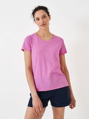 Crew Clothing 100% Cotton Perfect Scoop Short Sleeve Slub T-Shirt - Image 1 of 5