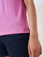 Crew Clothing 100% Cotton Perfect Scoop Short Sleeve Slub T-Shirt - Image 4 of 5
