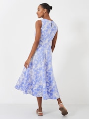 Crew Clothing Blue Relaxed Flared Floral Print 100% Cotton Dress - Image 2 of 5