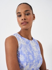 Crew Clothing Blue Relaxed Flared Floral Print 100% Cotton Dress - Image 3 of 5