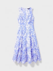 Crew Clothing Blue Relaxed Flared Floral Print 100% Cotton Dress - Image 5 of 5