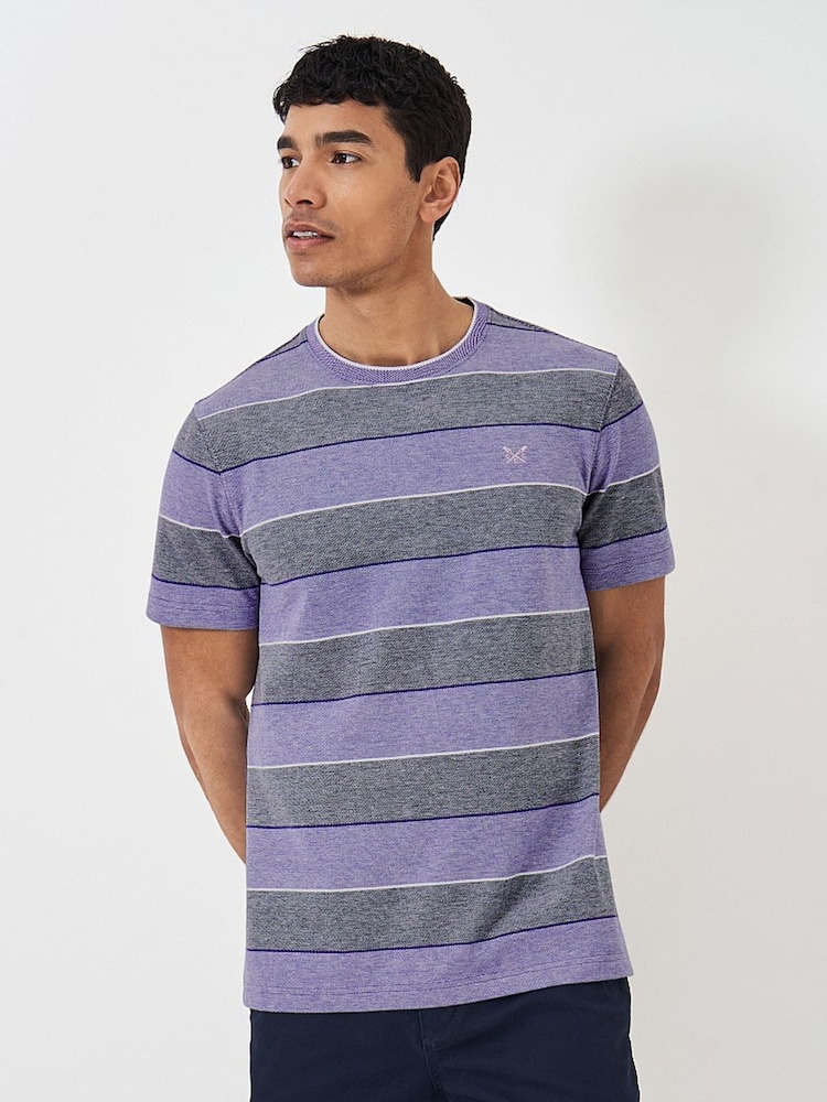 Crew Clothing Purple 100% Cotton Perfect Scoop Short Sleeve Slub T-Shirt - Image 1 of 5