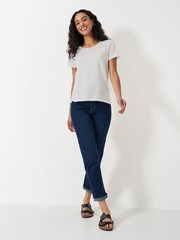 Crew Clothing Perfect Scoop Kurzarm-T-Shirt aus 100% Baumwolle in Weiß - Bild 1 von 1