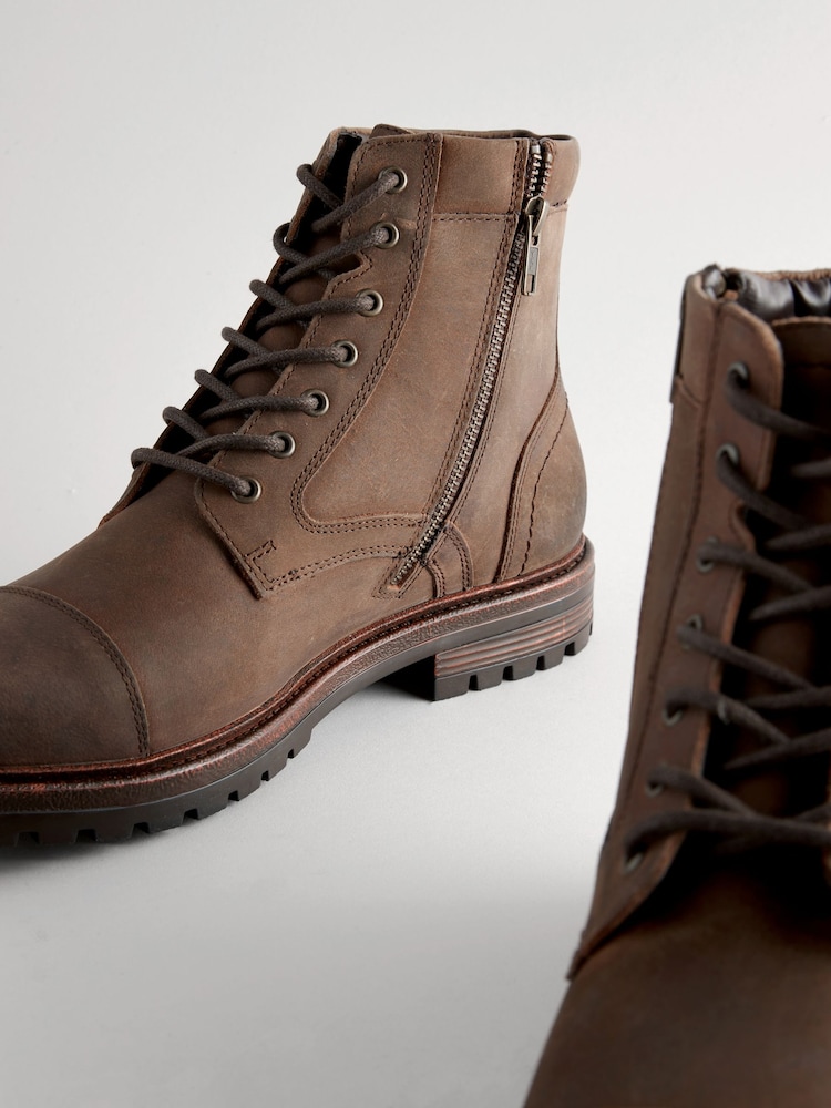 Brown Leather Toe Cap Boots - Image 3 of 5
