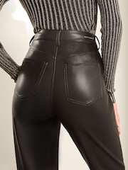 Lipsy Black Petite Faux Leather Straight Trousers - Image 3 of 4