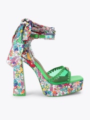 Kurt Geiger London Green Floral Vinyl Tie Platform Sandals - Image 1 of 4