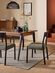 MADE.COM Set of 2 Black and Green Boucle Rhye Dining Chair - Image 1 of 5