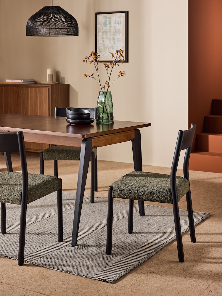 MADE.COM Set of 2 Black and Green Boucle Rhye Dining Chair - Image 1 of 5