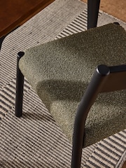 MADE.COM Set of 2 Black and Green Boucle Rhye Dining Chair - Image 2 of 5