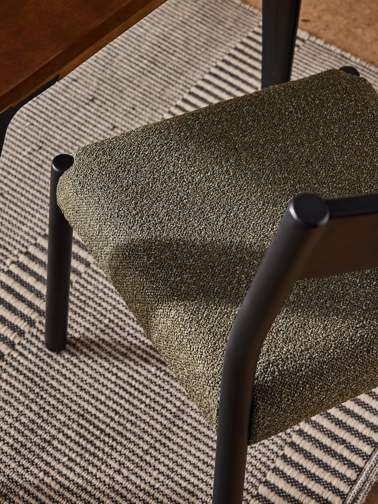 MADE.COM Set of 2 Black and Green Boucle Rhye Dining Chair - Image 2 of 5