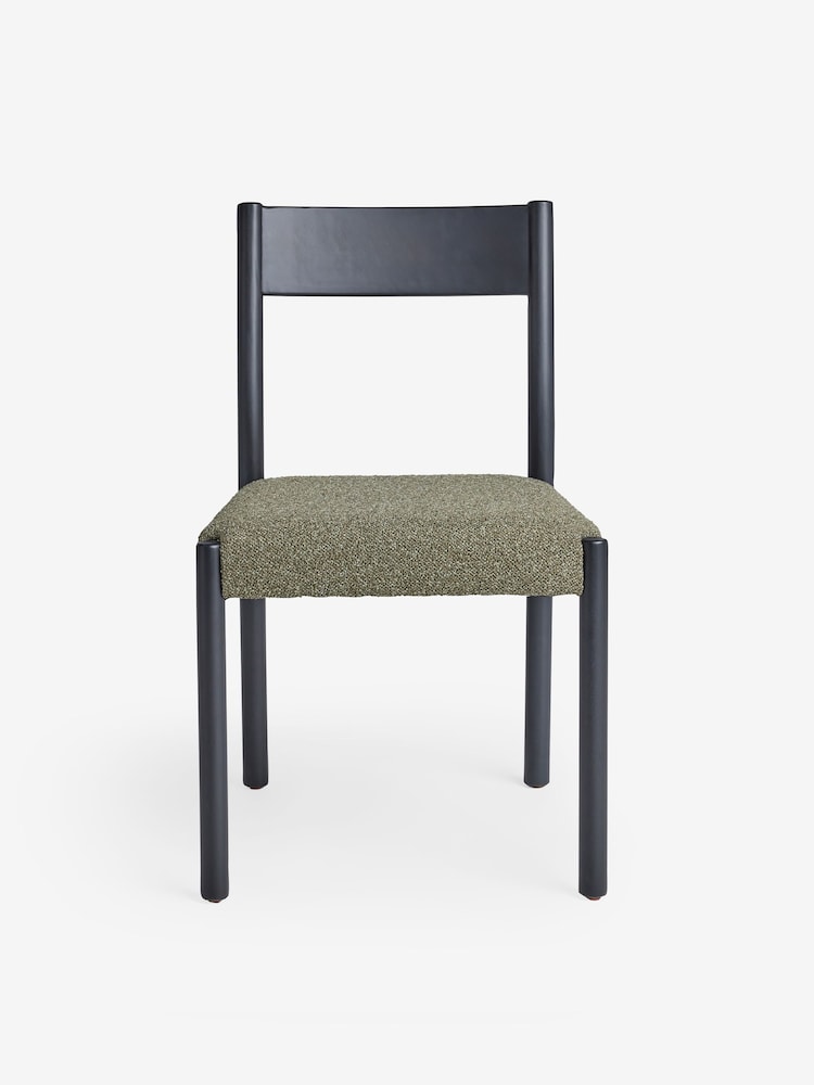 MADE.COM Set of 2 Black and Green Boucle Rhye Dining Chair - Image 5 of 5