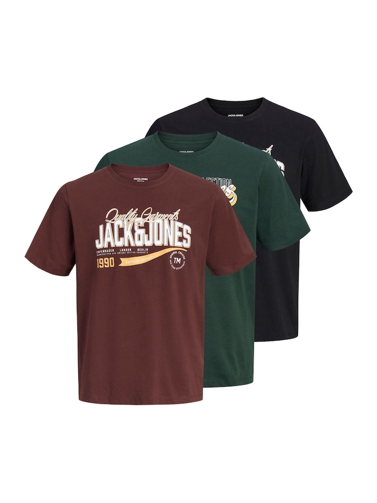 JACK & JONES Graphic Logo T-Shirt 3 Pack - Imagem 1 de 4