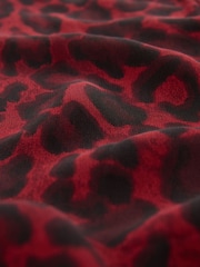 Red Animal Print Bow Neck Detail Long Sleeve Mini Dress - Image 6 of 7