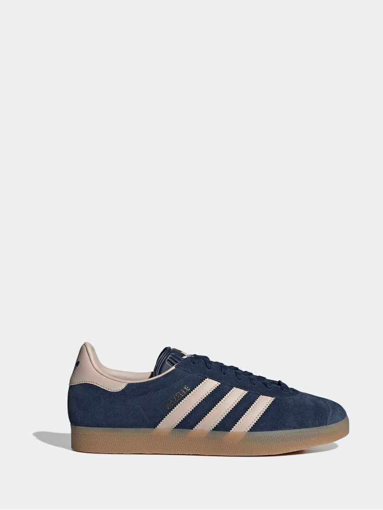 adidas Originals Navy/Pink Gazelle Trainers - Image 1 of 11