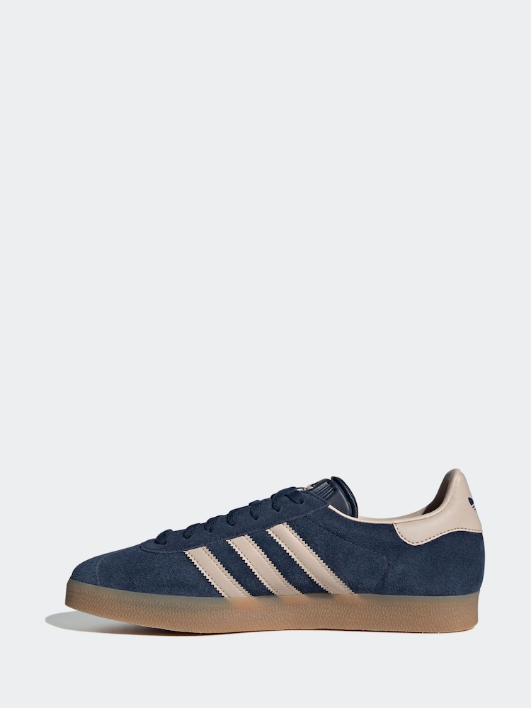 adidas Originals Navy/Pink Gazelle Trainers - Image 3 of 11