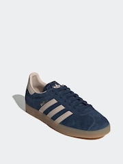 adidas Originals Navy/Pink Gazelle Trainers - Image 4 of 11
