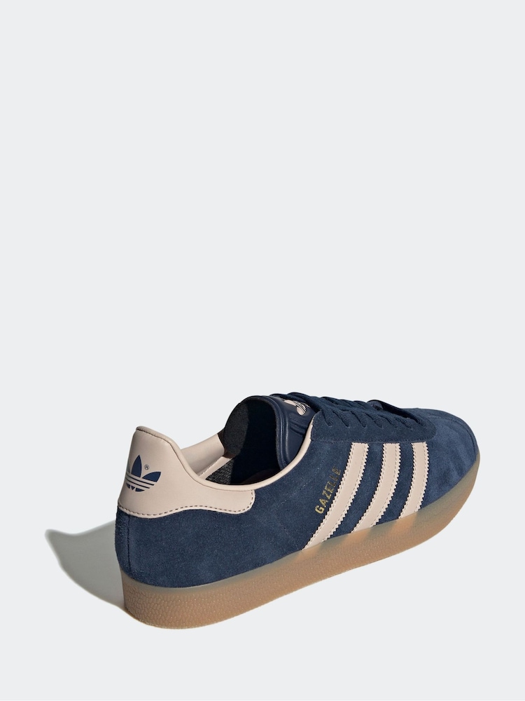 adidas Originals Navy/Pink Gazelle Trainers - Image 6 of 11