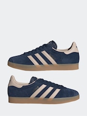 adidas Originals Navy/Pink Gazelle Trainers - Image 7 of 11