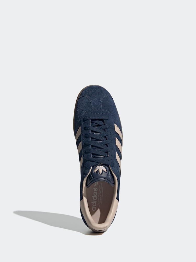 adidas Originals Navy/Pink Gazelle Trainers - Image 8 of 11