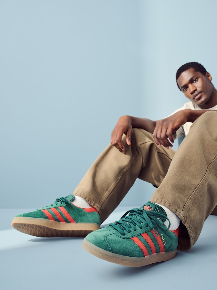 adidas Originals Green/Red Gazelle Trainers - Image 1 of 11