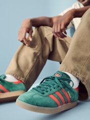 adidas Originals Green/Red Gazelle Trainers - Image 3 of 11
