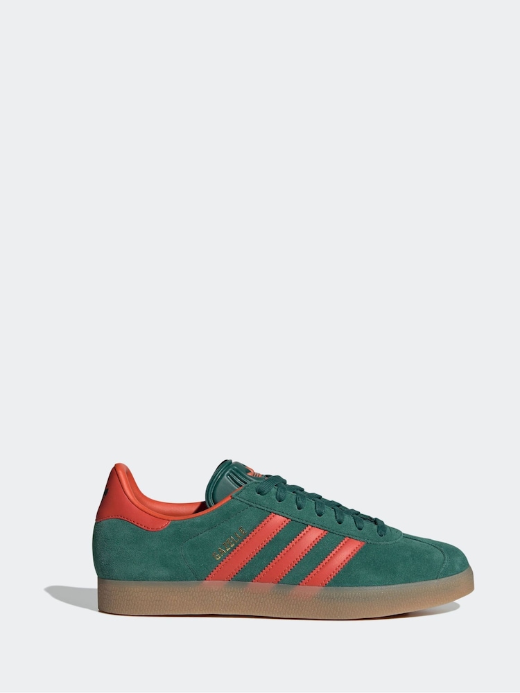 adidas Originals Green/Red Gazelle Trainers - Image 4 of 11