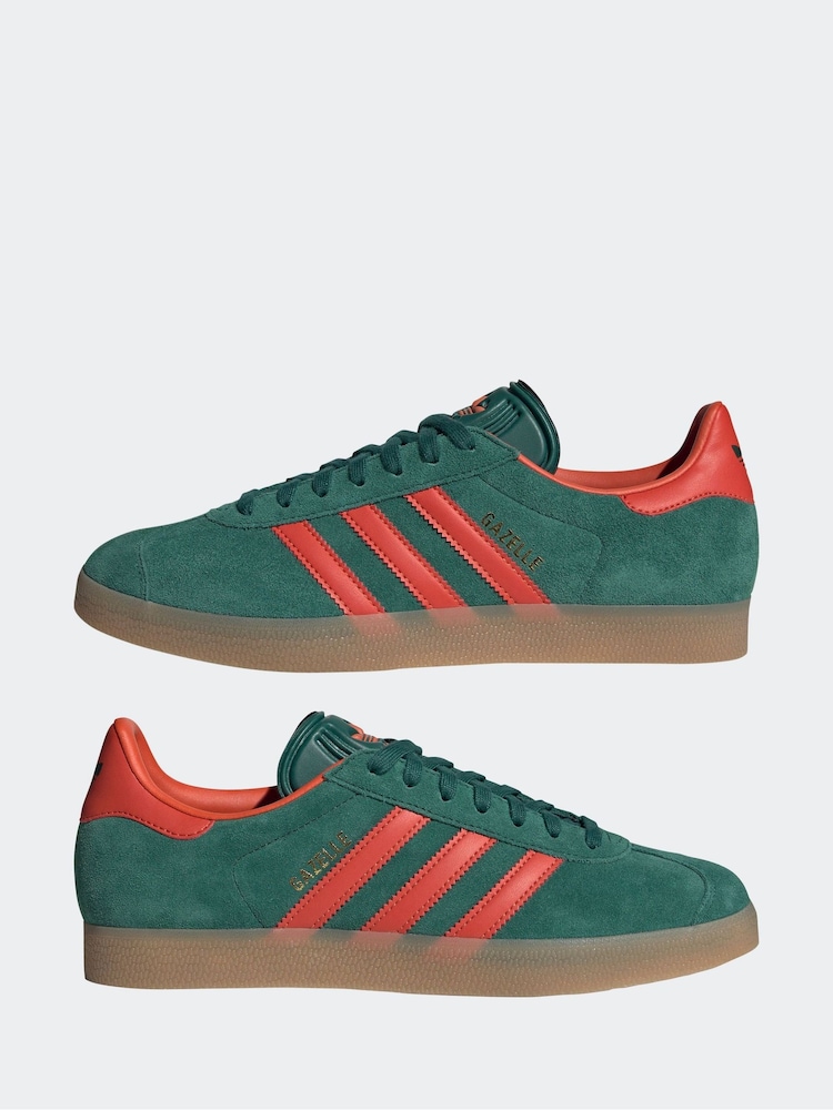 adidas Originals Green/Red Gazelle Trainers - Image 9 of 11