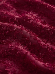 Burgundy Long Sleeve Textured Bubblehem Blouse - Image 8 of 9