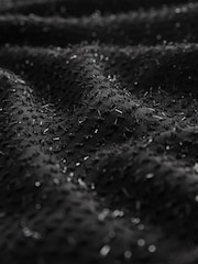 Black Textured Sparkle Long Sleeve Tie Neck Blouse - Image 7 of 8