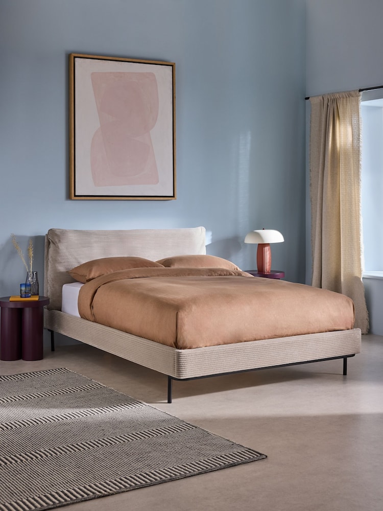 MADE.COM Cream Corduroy Harlow Bed Frame - Image 1 of 4