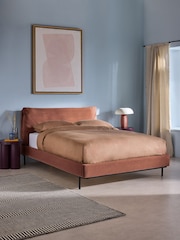 MADE.COM Orange Corduroy Harlow Bed Frame in Velvet - Image 1 of 4