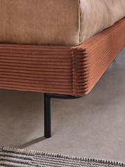 MADE.COM Orange Corduroy Harlow Bed Frame in Velvet - Image 3 of 4