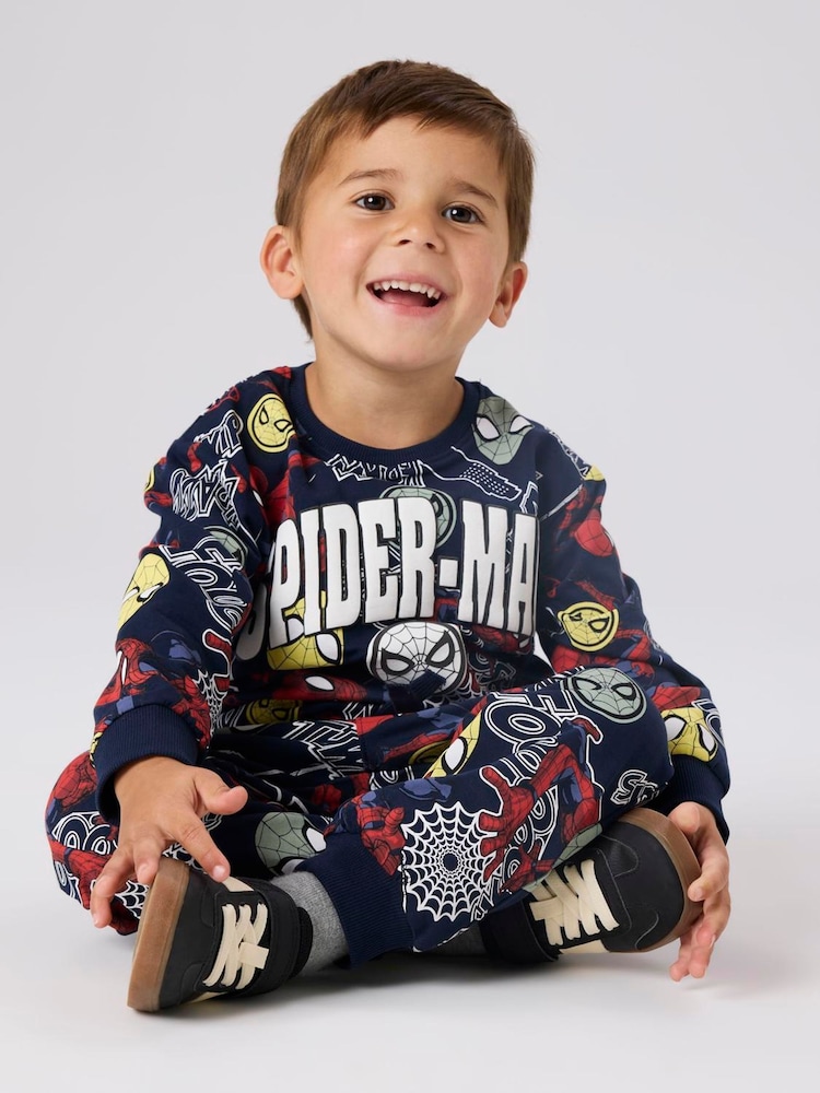 Name It Blue Spiderman Printed Sweatpants - Image 2 of 3 Name It Blue Spiderman Printed Sweatpants - Image 2 of 3
