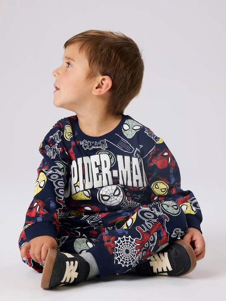 Name It Blue Spiderman Printed Sweatshirt - Image 2 of 5 Name It Blue Spiderman Printed Sweatshirt - Image 2 of 5