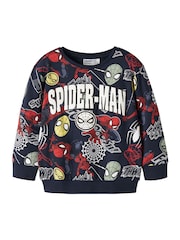 Name It Blue Spiderman Printed Sweatshirt - Image 4 of 5