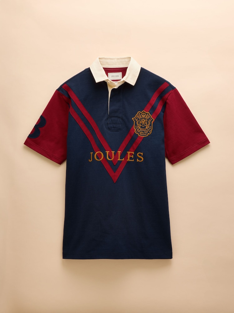 Azul marino/rojo - Joules Short Sleeve Rugby Club Shirt - Imagen 6 de 6