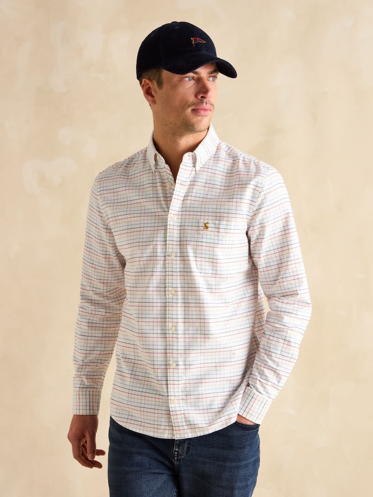 Joules Oxford Cream Check Long Sleeve Classic Fit Shirt - Image 2 of 8