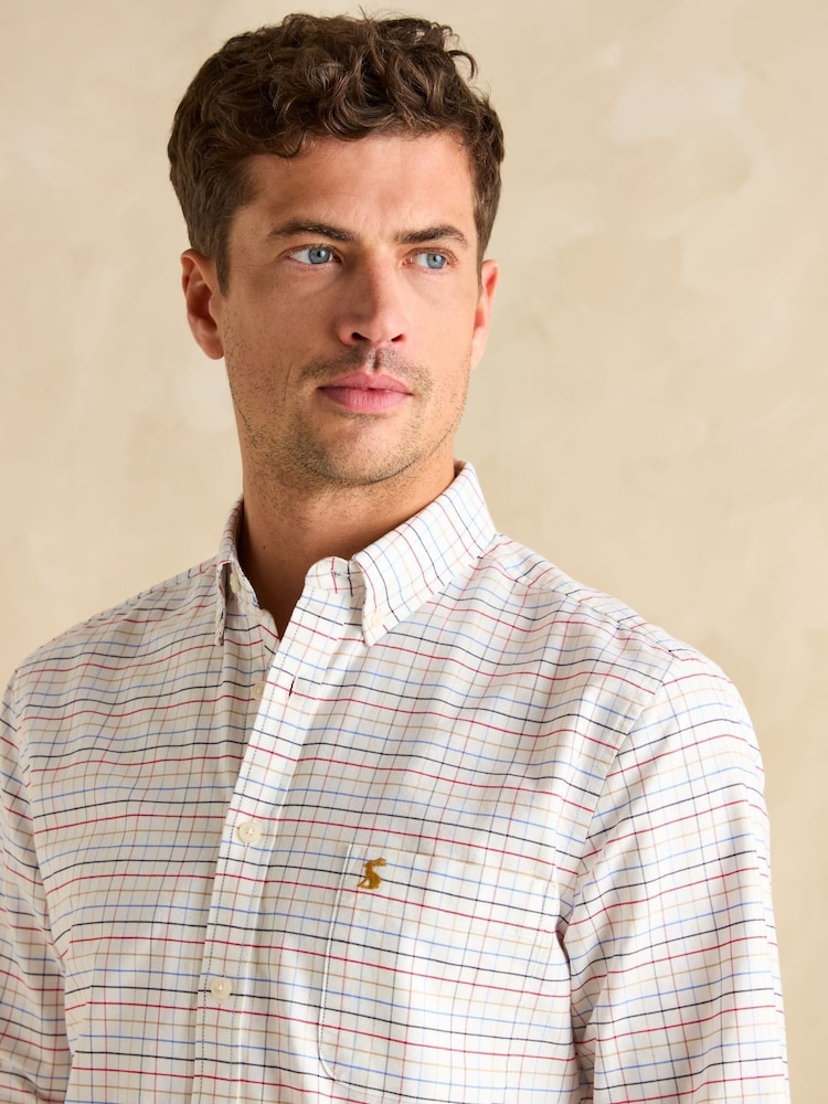 Joules Oxford Cream Check Long Sleeve Classic Fit Shirt - Image 5 of 8