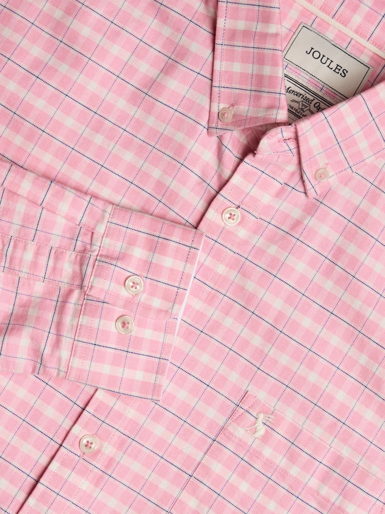 Joules Oxford Pink Check Long Sleeve Classic Fit Shirt - Image 1 of 9