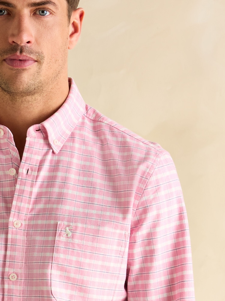 Joules Oxford Pink Check Long Sleeve Classic Fit Shirt - Image 2 of 9