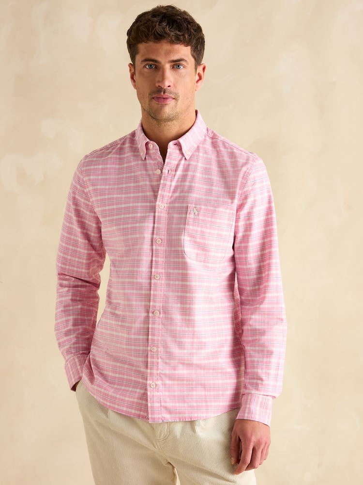 Joules Oxford Pink Check Long Sleeve Classic Fit Shirt - Image 3 of 9