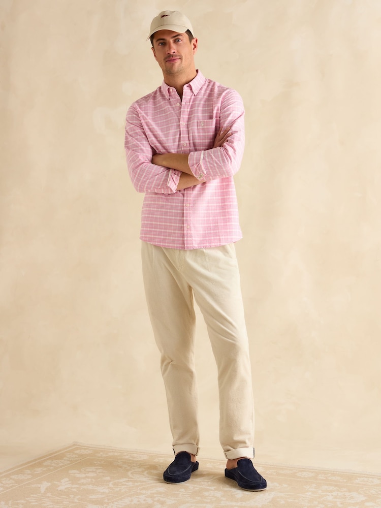 Joules Oxford Pink Check Long Sleeve Classic Fit Shirt - Image 5 of 9