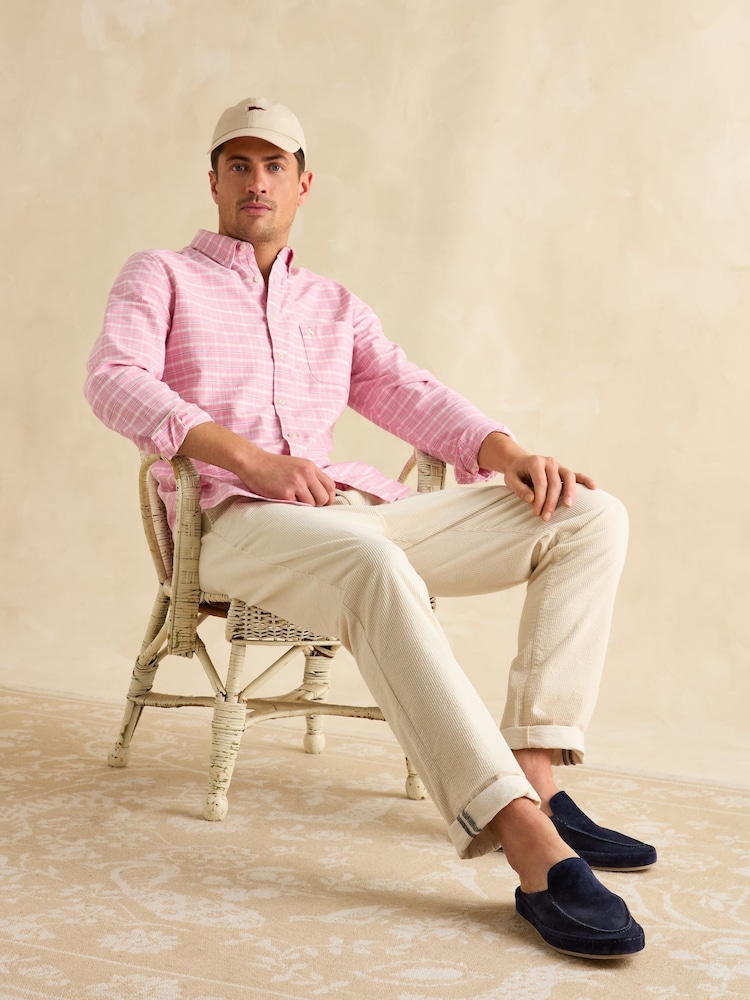 Joules Oxford Pink Check Long Sleeve Classic Fit Shirt - Image 6 of 9