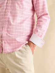 Joules Oxford Pink Check Long Sleeve Classic Fit Shirt - Image 8 of 9